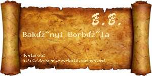 Bakányi Borbála névjegykártya